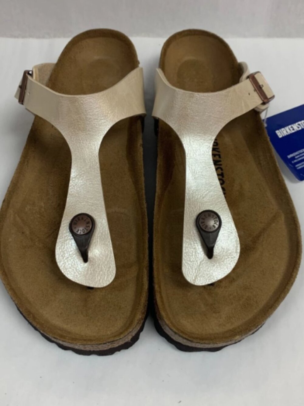 Birkenstock Gizeh Graceful Pearl White Birko-Flor Narrow Width Sandals